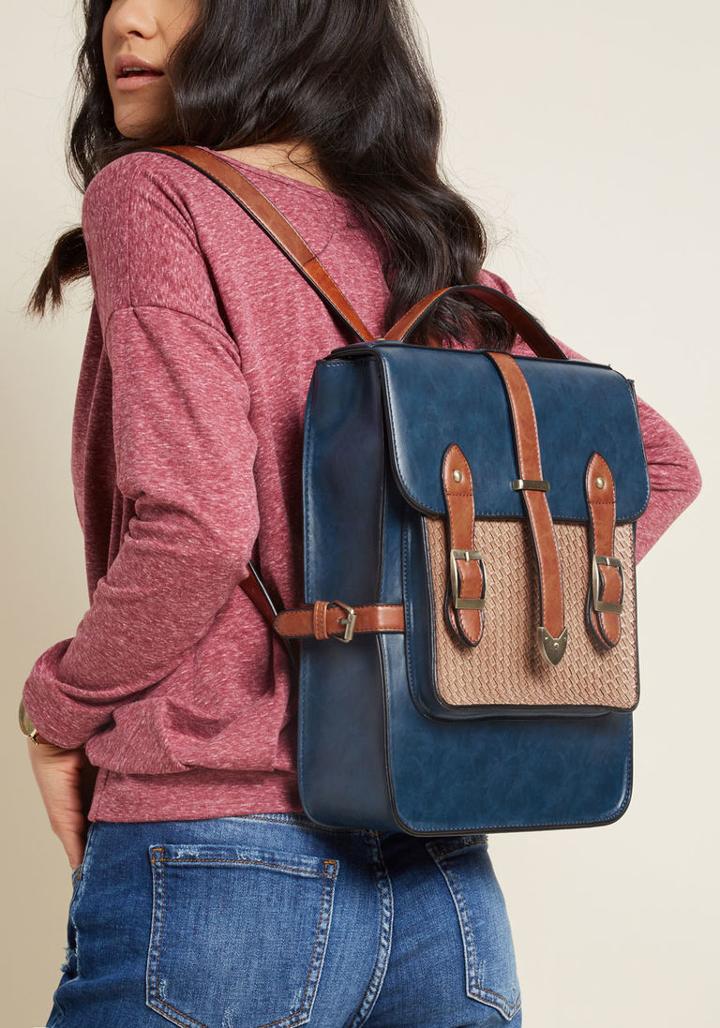Modcloth Authentically Academic Backpack In Navy