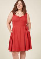 Modcloth Retro Glow Pin-up A-line Dress In Crimson In Xl