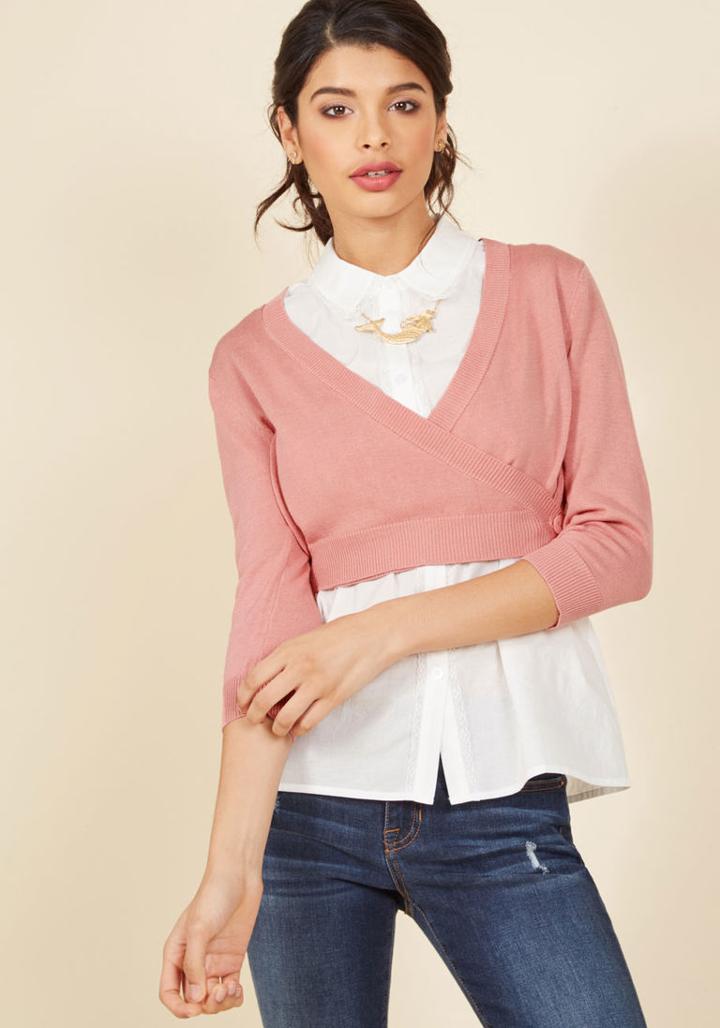 Modcloth It's A Wrap Cardigan In Blush