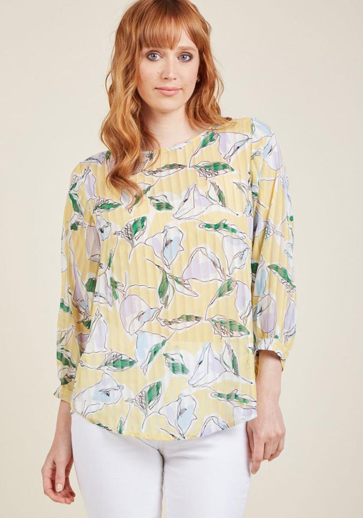 Modcloth Anticipated Expertise Sheer Striped Top In S