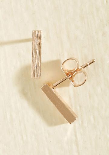 Modcloth Minimalist Quintessence Earrings In Rose Gold