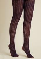 Modcloth The Strong, Silent Stripe Tights In Navy