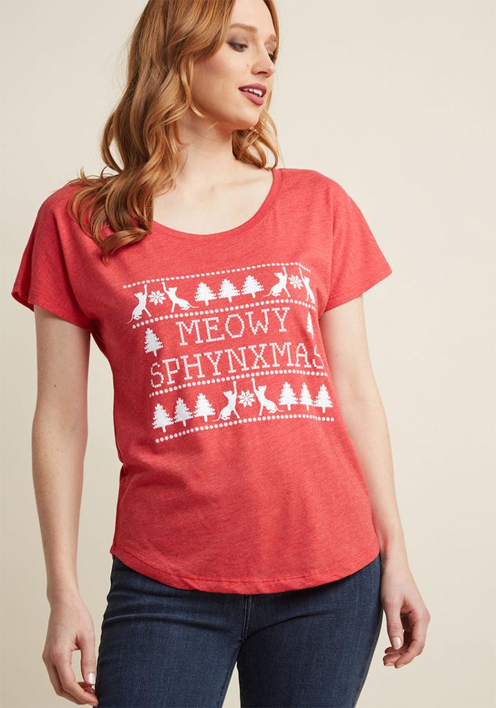 Modcloth Whisker Wonderland Graphic Tee In M
