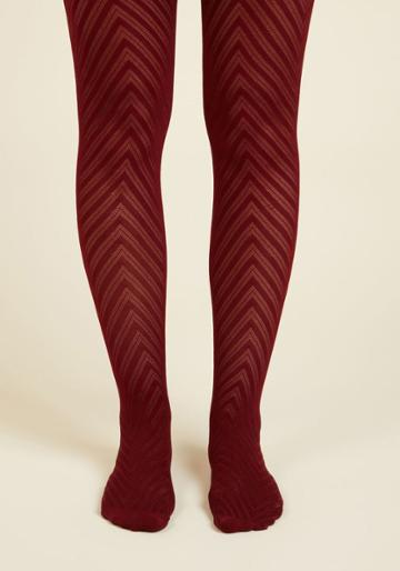 Modcloth Fashionably Emulate Tights In Plum