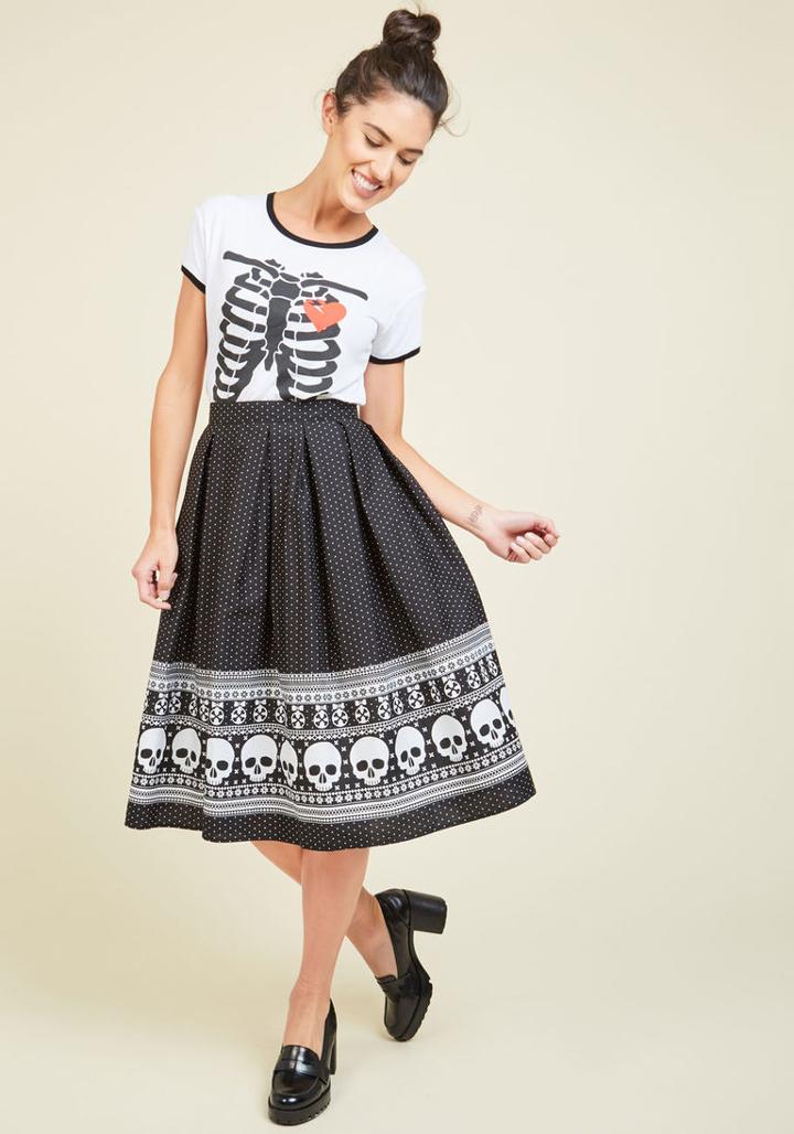 Hellbunny Hell Bunny Happy Skull-idays Midi Skirt