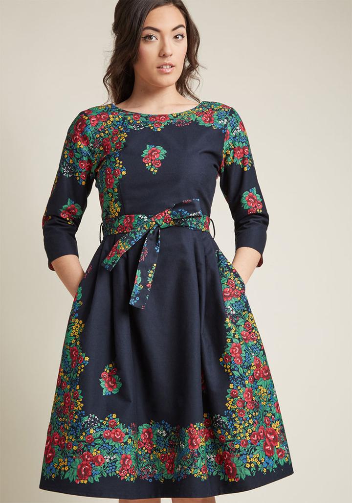 Palava Palava Day Trip Darling Midi Dress In Trellis In 16 (uk)