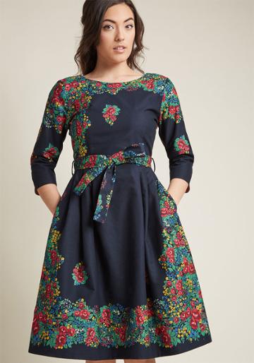 Palava Palava Day Trip Darling Midi Dress In Trellis In 16 (uk)