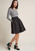 Modcloth Twofer Long Sleeve Dress In Houndstooth In M