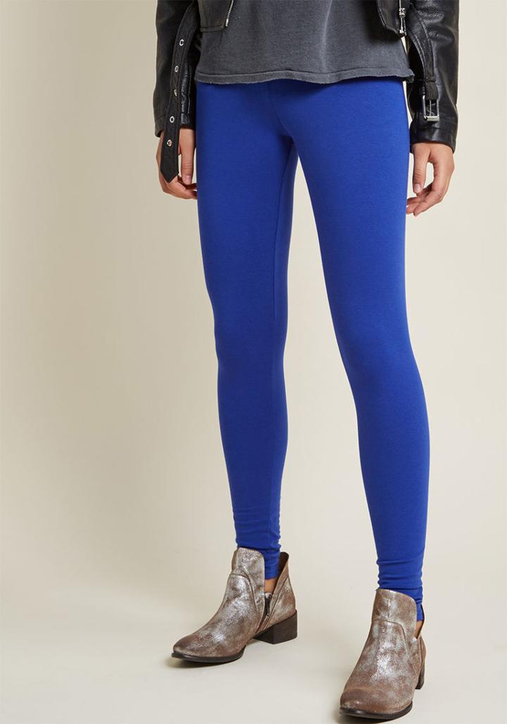 Modcloth Simple And Sleek Leggings In Cobalt - High-waisted In 2x