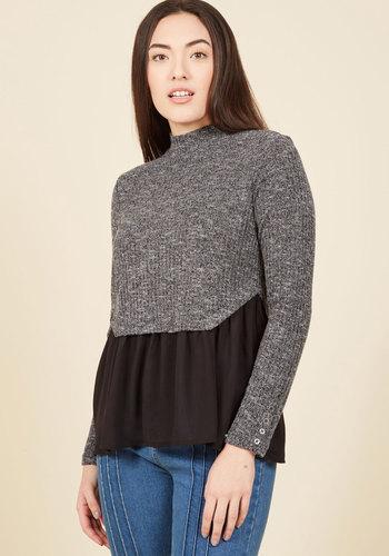  Take Your Turnover Long Sleeve Top In Granite In S