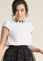 Louche Louche Chiffon Blouse With Beaded Collar In 10 (uk)