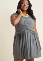 Modcloth A Whole New Whorl Jersey Dress In Charcoal In L