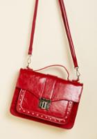 Modcloth Tell Me About It, Studs Handbag In Red