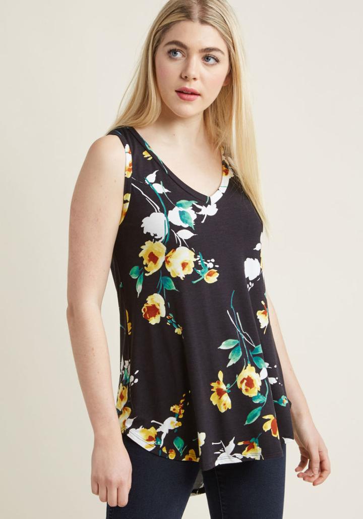 Modcloth Infinite Options Tank Top In Noir Blossoms In S