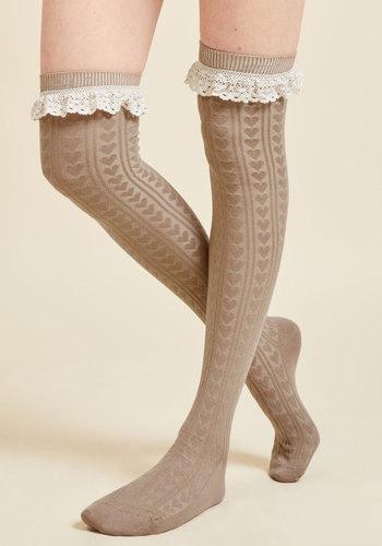  Haute At Heart Thigh Highs In Tan