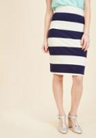 Modcloth The Type For Stripes Pencil Skirt In Navy
