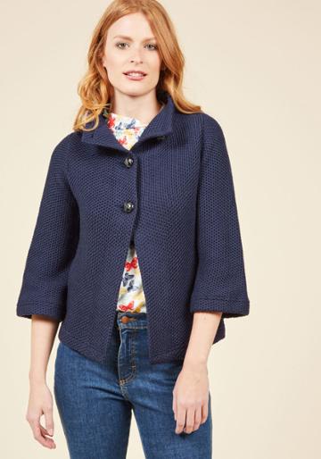 Modcloth Corner Coffee Shop Cardigan In Navy