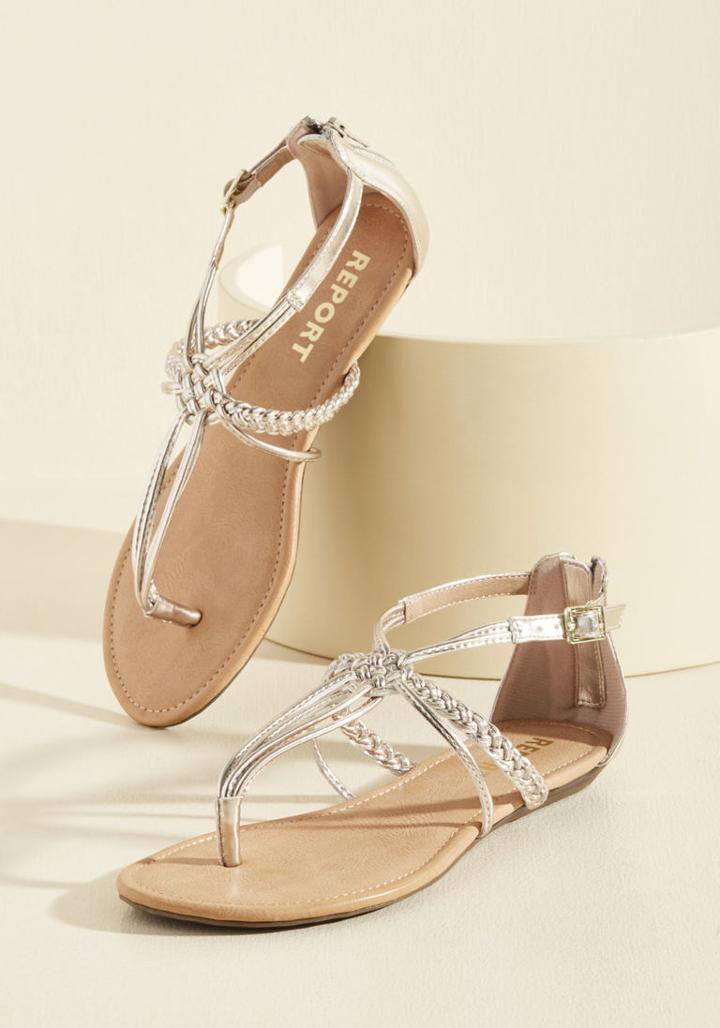 Modcloth Knotty Or Nice T-strap Sandal In Champagne In 8