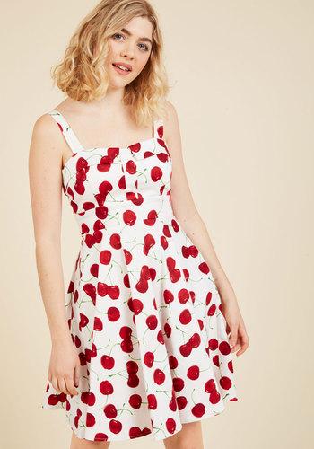  Pull Up A Cherry A-line Dress In White In S