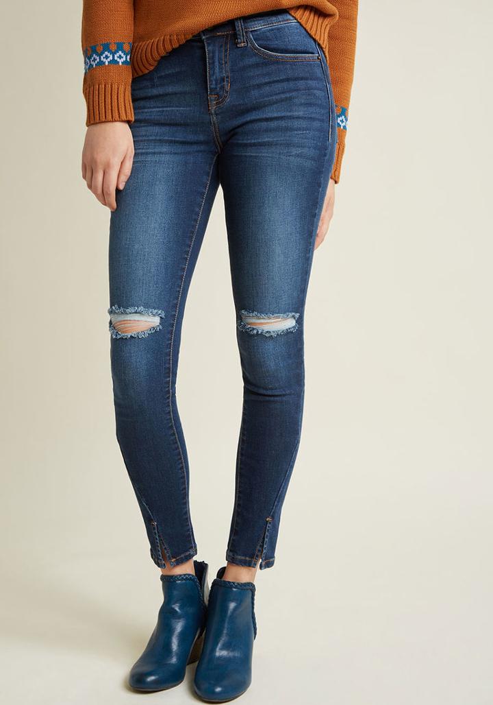 Modcloth Doing Up Distressed Skinny Jeans In 13