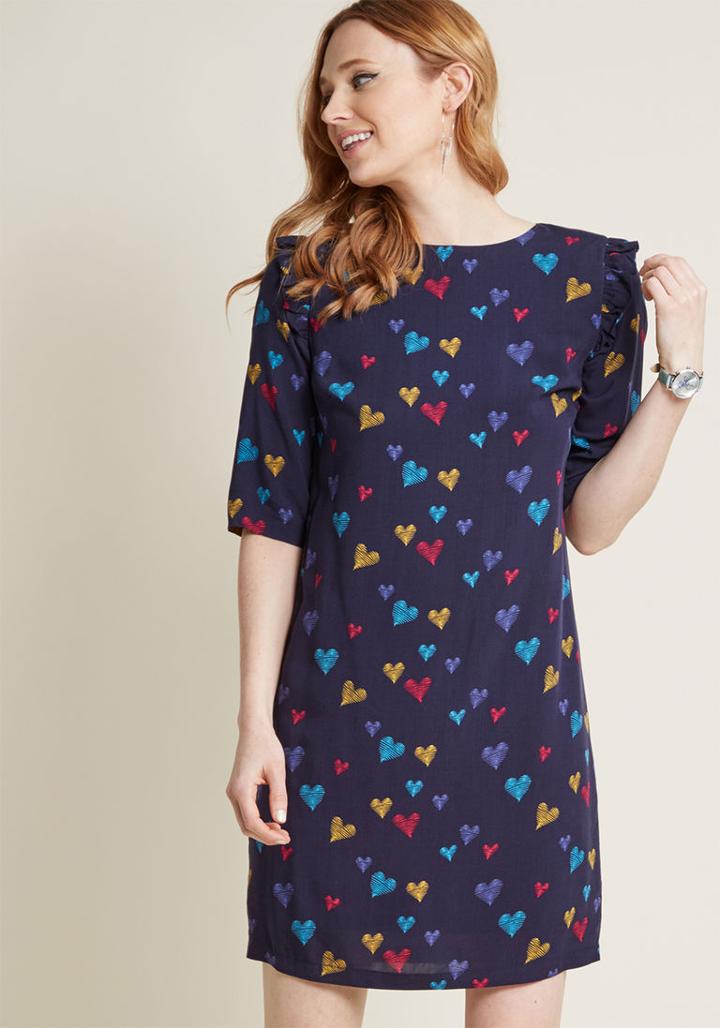 Sugarhillboutique Sugarhill Boutique Love Me Doodle Ruffled Shift Dress In 6 (uk)