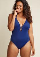 Modcloth Splash It Out One-piece Swimsuit In Cobalt In 16
