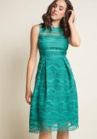 Modcloth Fit And Flare Lace Midi Dress In Jade In 2x