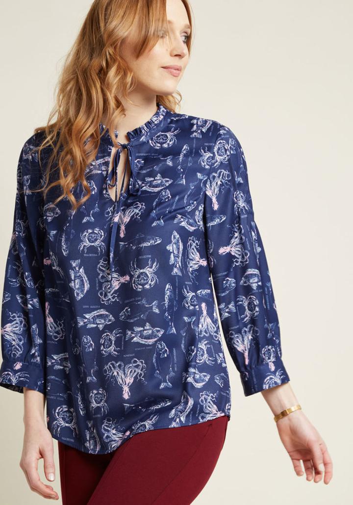 Modcloth Eccentric Bliss Tie Neck Top In Xl