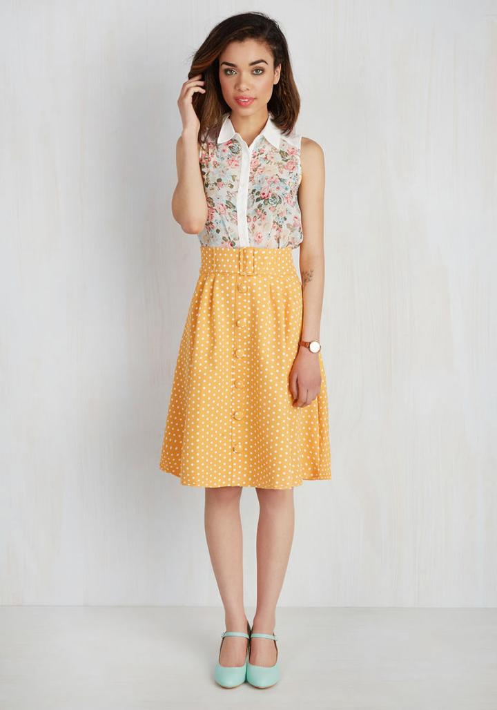 Modcloth Intern Of Fate Skirt In Citrus Dots In 2x