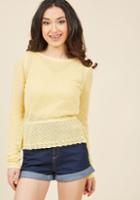 Modcloth Sweetest Subtleties Long Sleeve Top In Sunshine