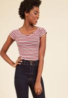  Roller Derby Date Striped Top In Maroon In 1x