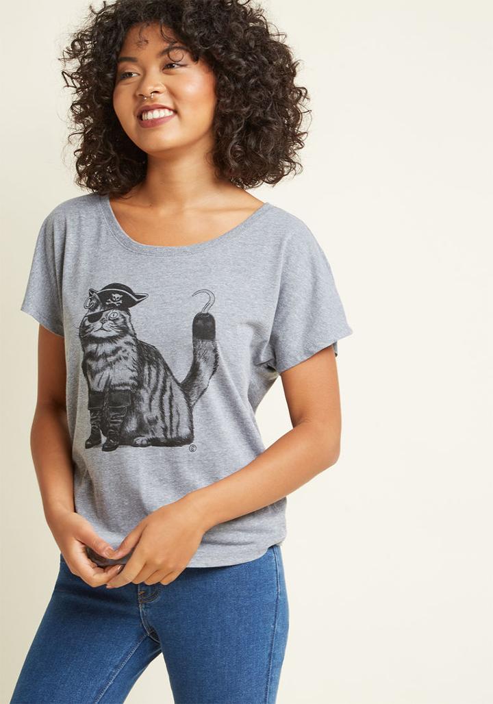 Modcloth Cat-ain Hook Graphic T-shirt In M