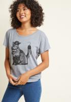Modcloth Cat-ain Hook Graphic T-shirt In M