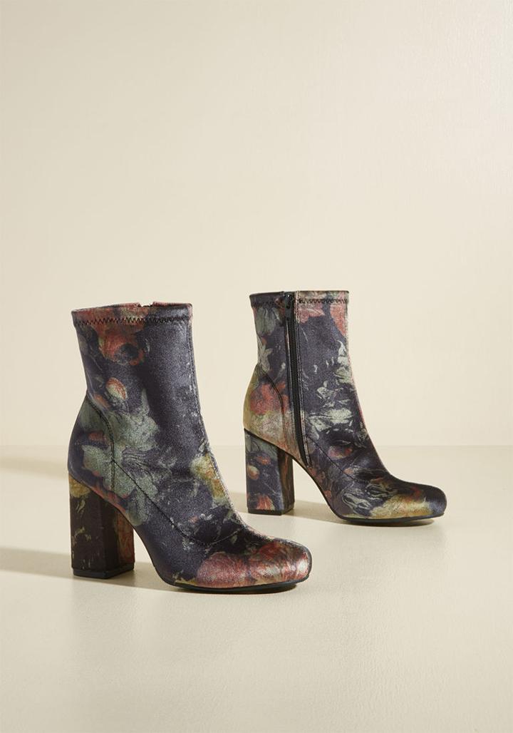 Modcloth Transformative Trot Velvet Block Heel Bootie In 7
