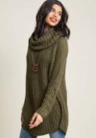 Modcloth Homecoming 'round The Mountain Sweater In Moss In 4x
