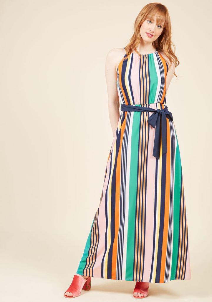  Coastline Bonfire Maxi Dress In Stripes In Xl