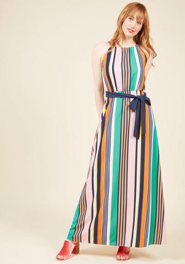  Coastline Bonfire Maxi Dress In Stripes In Xl