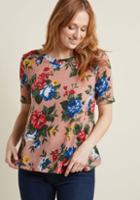 Modcloth Game Night Guests Floral Top In Pink In 4x