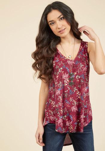  Infinite Options Tank Top In Maroon Meadow In 2x