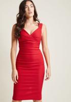 Modcloth Lady Love Song Sheath Dress In Ruby In L