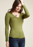 Modcloth All Basics Covered Long Sleeve Top In Green In S