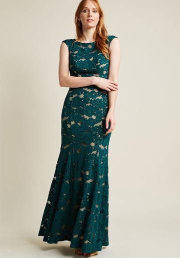 Modcloth Looking Luxe Lace Maxi Dress In Pine In 8