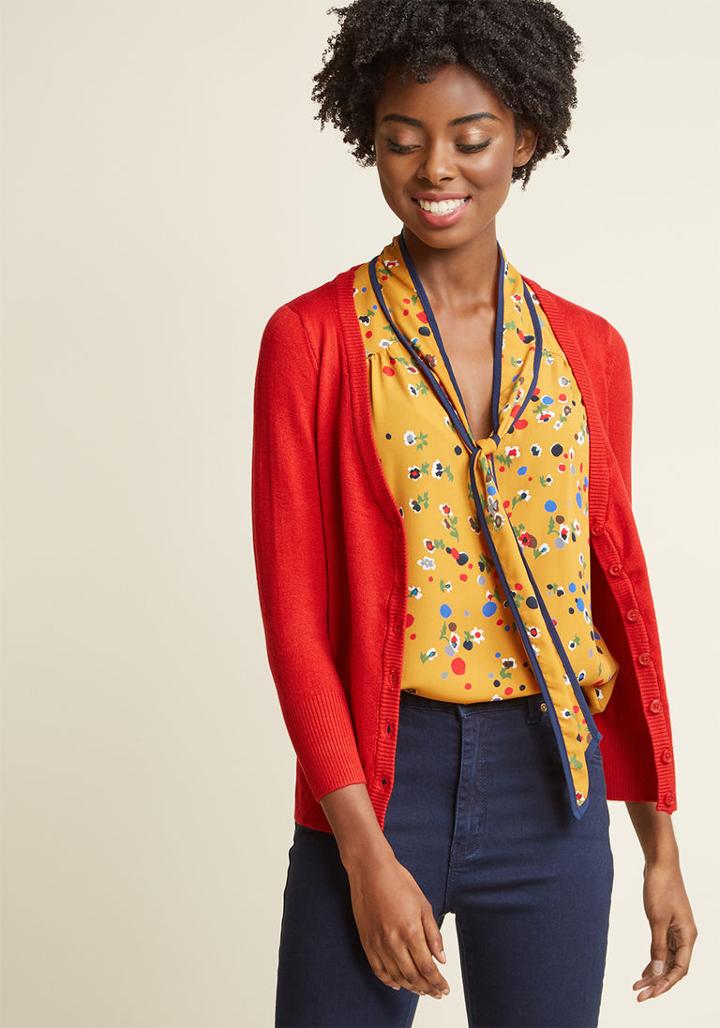 Modcloth Charter School Cardigan In Red In Xxs