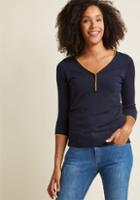 Modcloth Charter School Henley Sweater In Navy In L