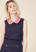 Modcloth Doubly Delightful Sleeveless Top In Navy