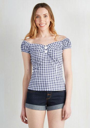 Collectifclothing Tickle Me Picnic Top In Blue Gingham