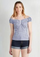 Collectifclothing Tickle Me Picnic Top In Blue Gingham