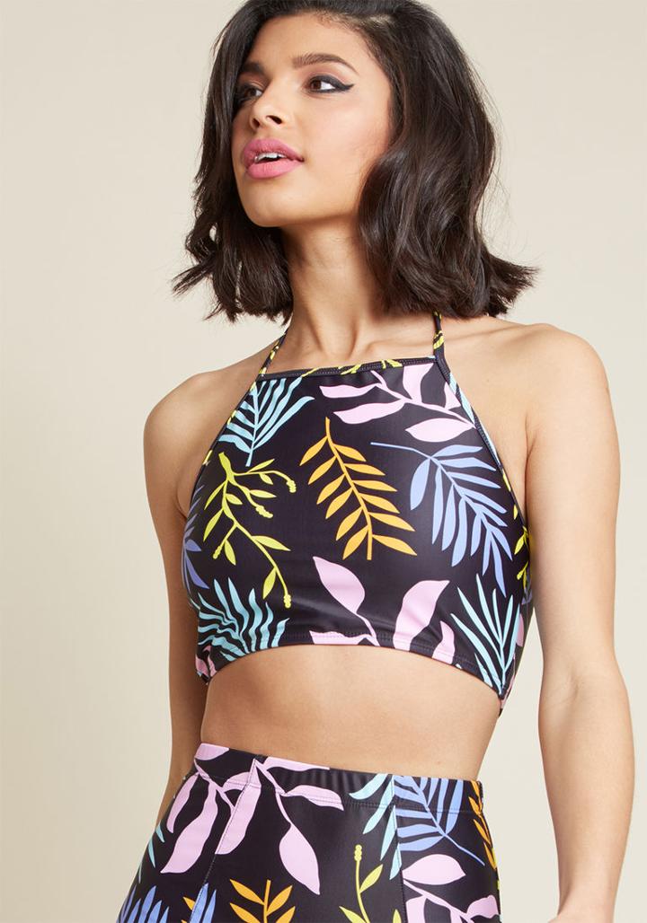 Modcloth Good Volley, Miss Molly! Bikini Top In Fronds In L