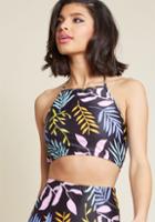 Modcloth Good Volley, Miss Molly! Bikini Top In Fronds In L