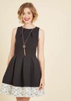 Modcloth Luck Be A Lady A-line Dress In Black And Lace